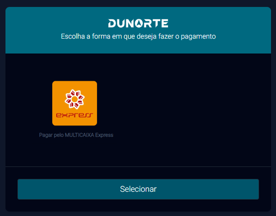 selecionar metodo de pagamento